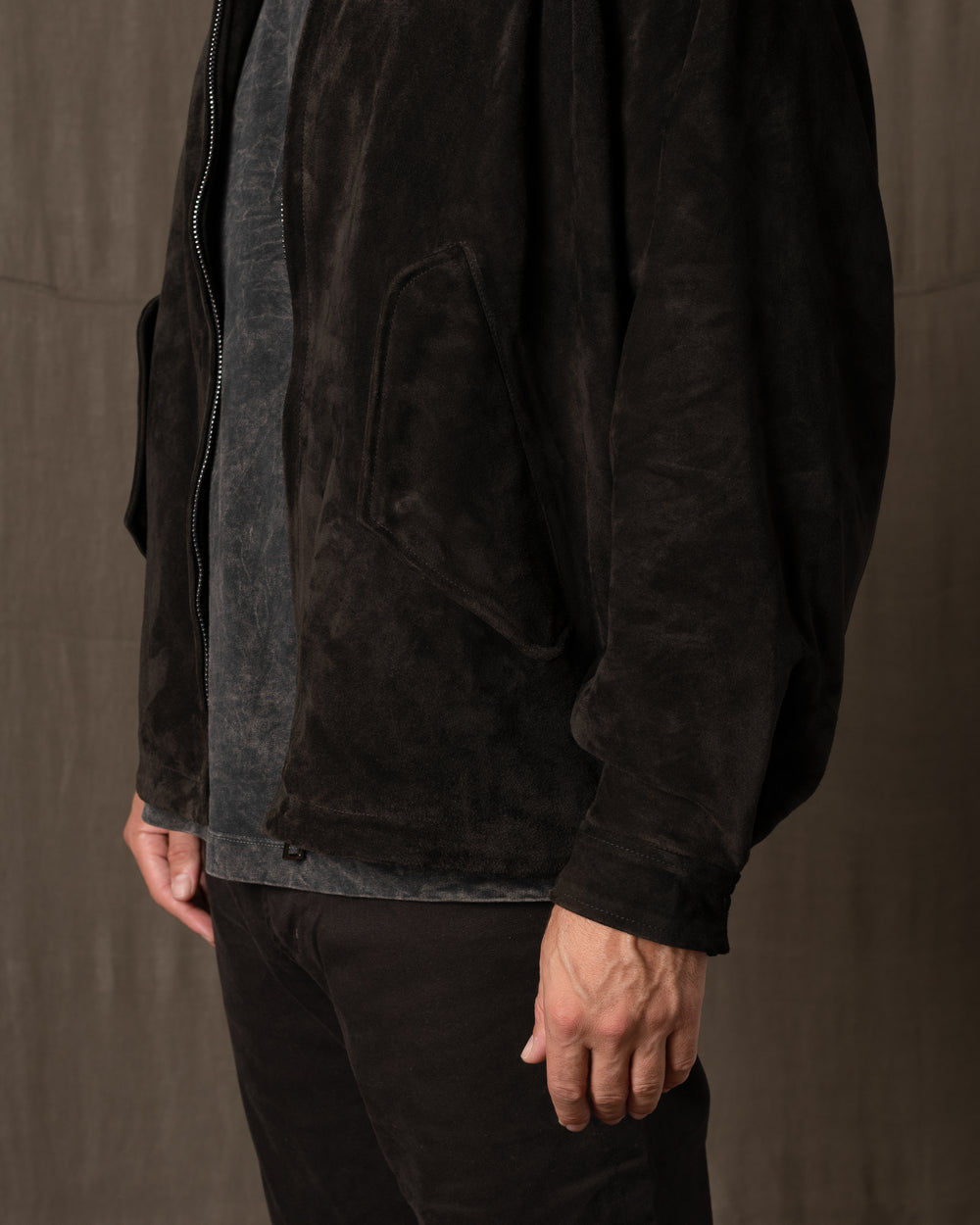 Padded Leather Jacket Moka GU26F26001BCSD