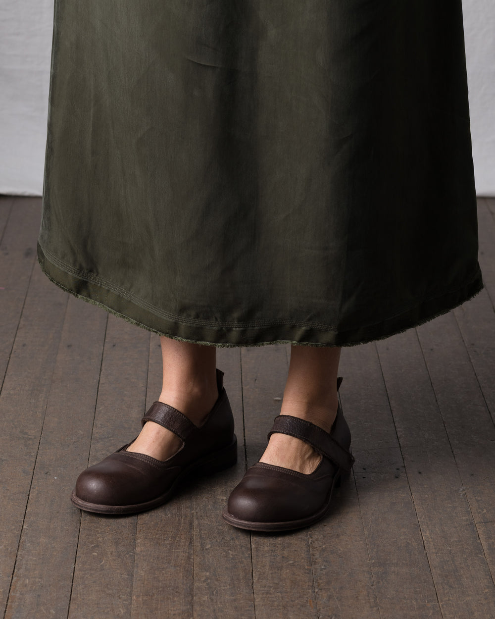 Womens Leather Mary Jane Dark Brown