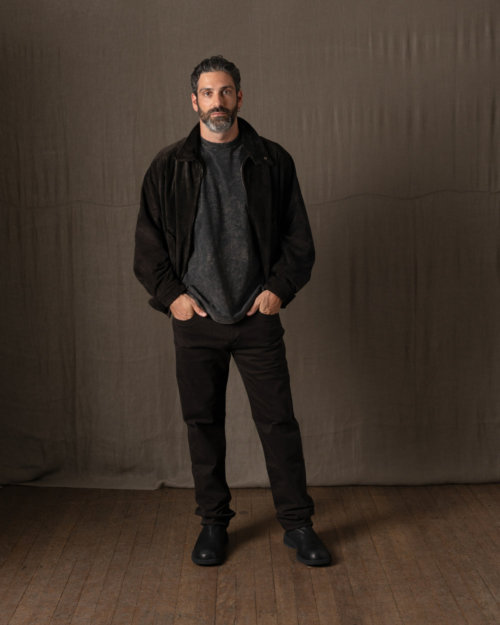 Padded Leather Jacket Moka GU26F26001BCSD