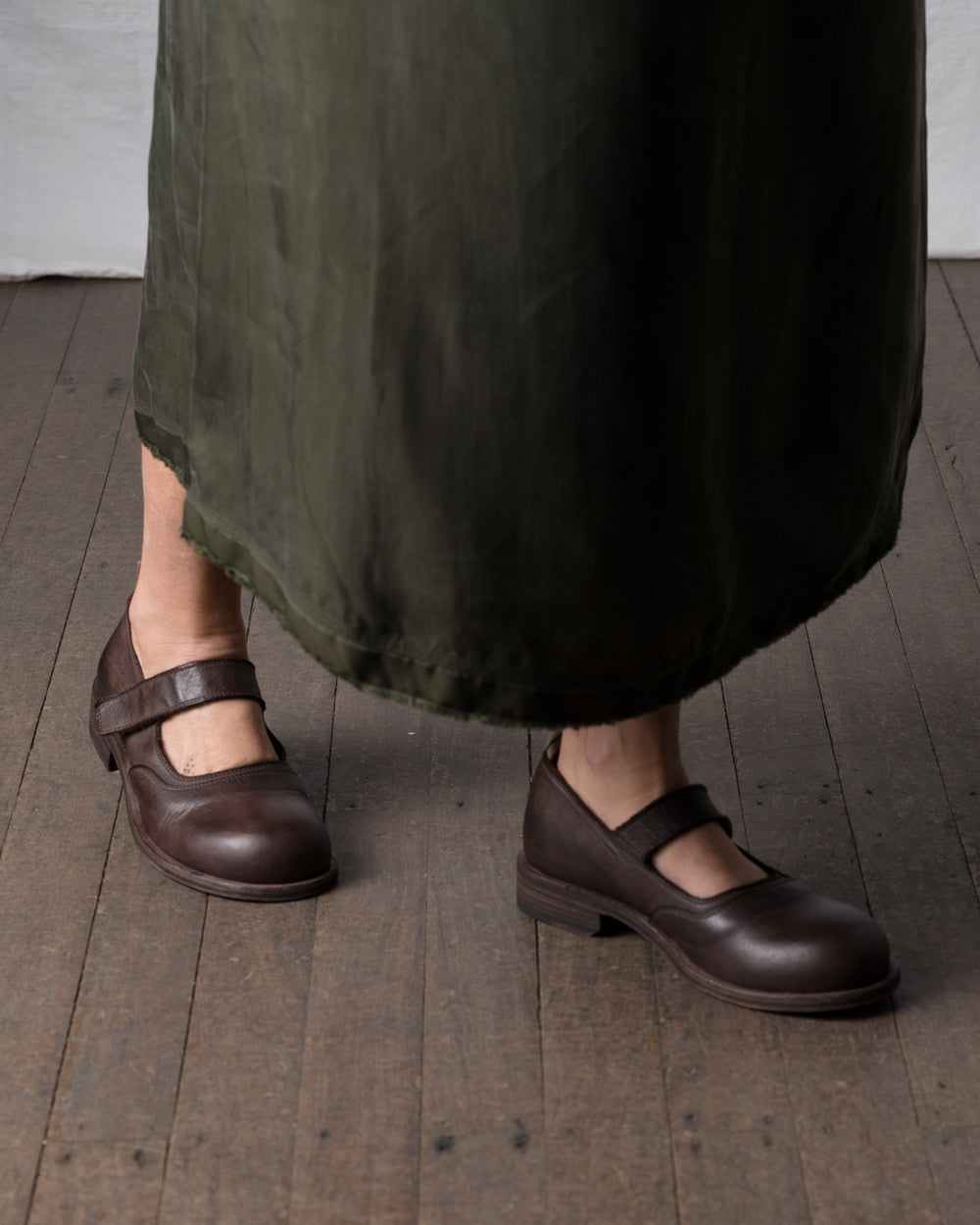 Womens Leather Mary Jane Dark Brown