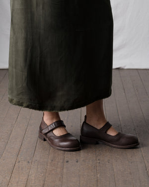 Womens Leather Mary Jane Dark Brown