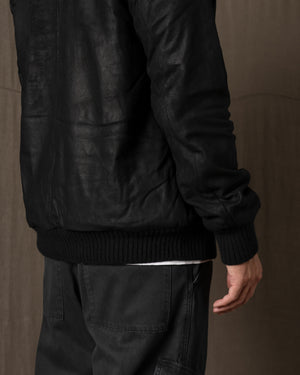 Hooded Leather Jacket Nero GU26F14096SUWX