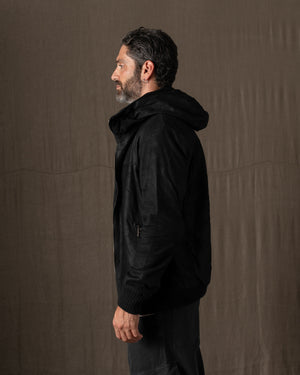 Hooded Leather Jacket Nero GU26F14096SUWX