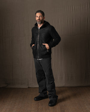 Hooded Leather Jacket Nero GU26F14096SUWX