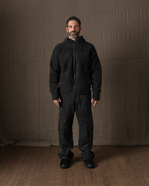 Hooded Leather Jacket w/ Shearling Tar GU26F22009MEVL