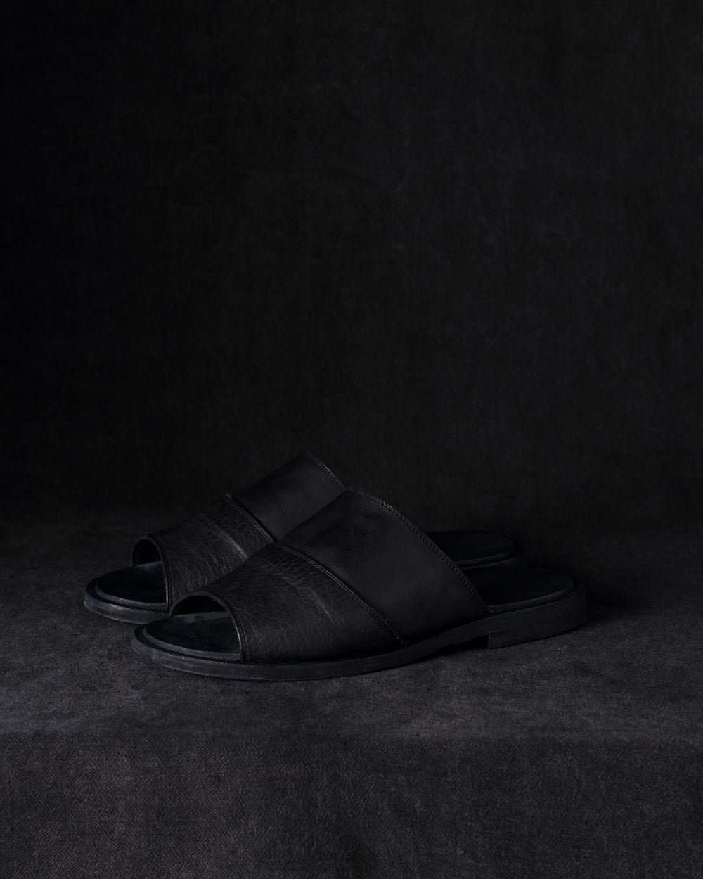 Mens Leather Sandals Black Olive