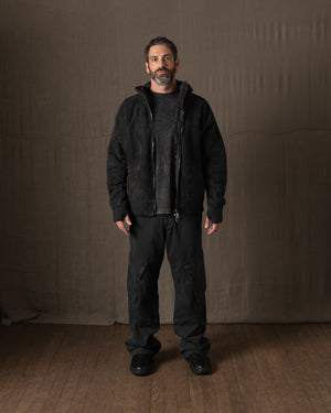 Hooded Leather Jacket w/ Shearling Tar GU26F22009MEVL