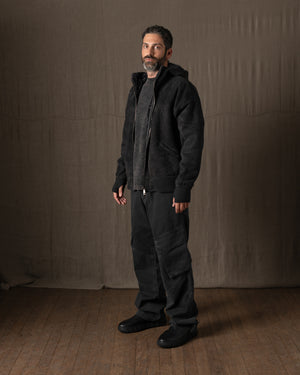 Hooded Leather Jacket w/ Shearling Tar GU26F22009MEVL