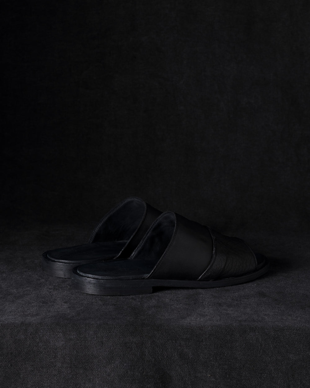 Mens Leather Sandals Black Olive
