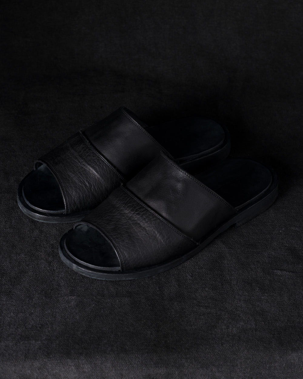 Mens Leather Sandals Black Olive