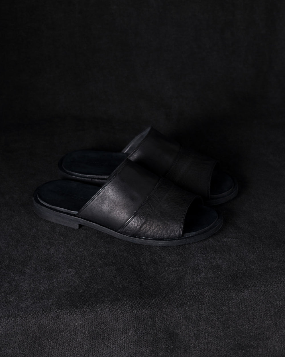 Mens Leather Sandals Black Olive