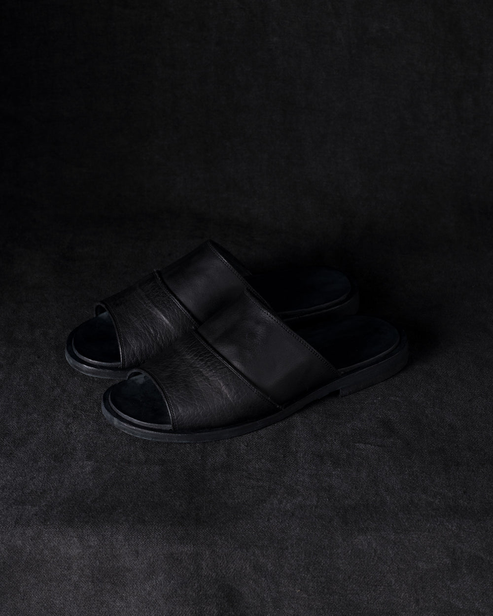 Mens Leather Sandals Black Olive