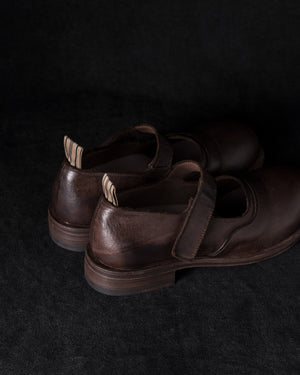 Womens Leather Mary Jane Dark Brown