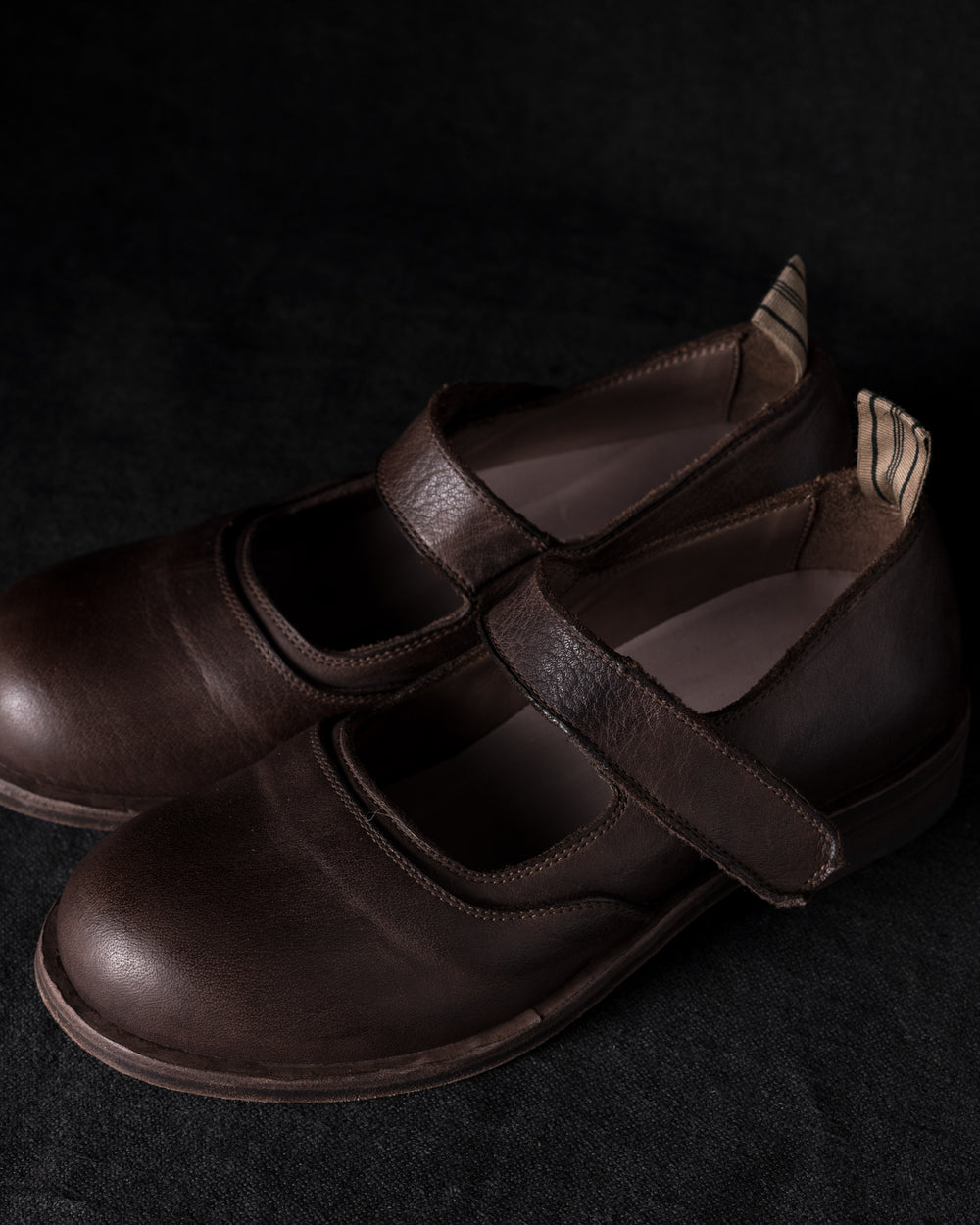 Womens Leather Mary Jane Dark Brown