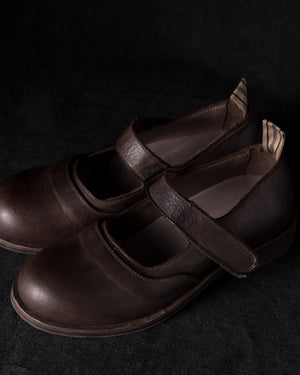 Womens Leather Mary Jane Dark Brown