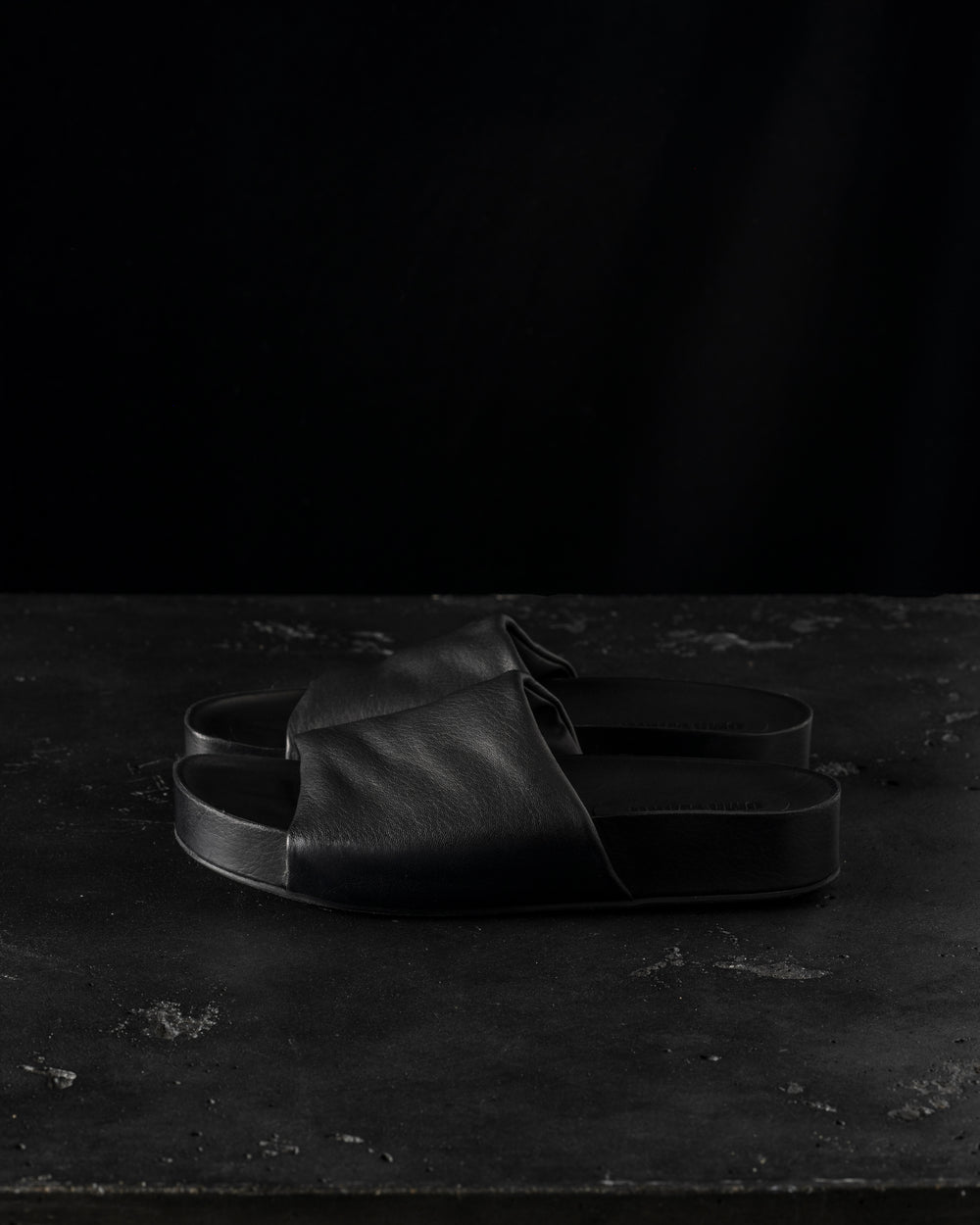 Men Leather S Slide Black