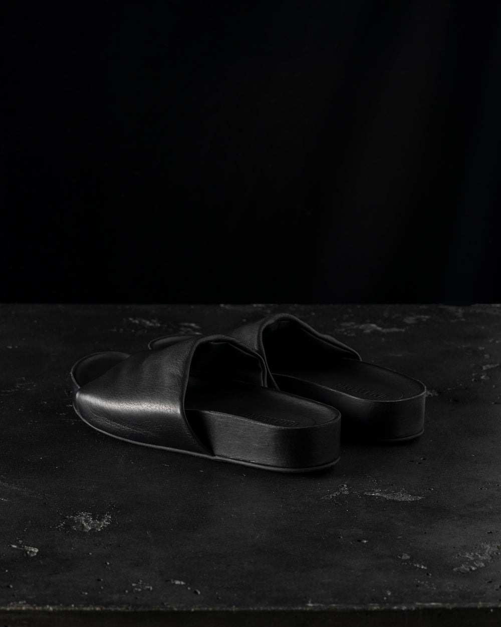 Men Leather S Slide Black