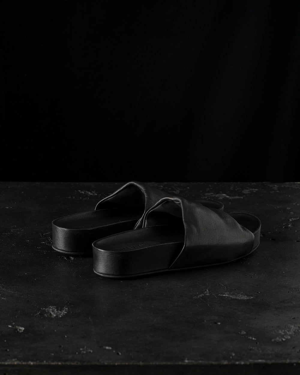 Men Leather S Slide Black