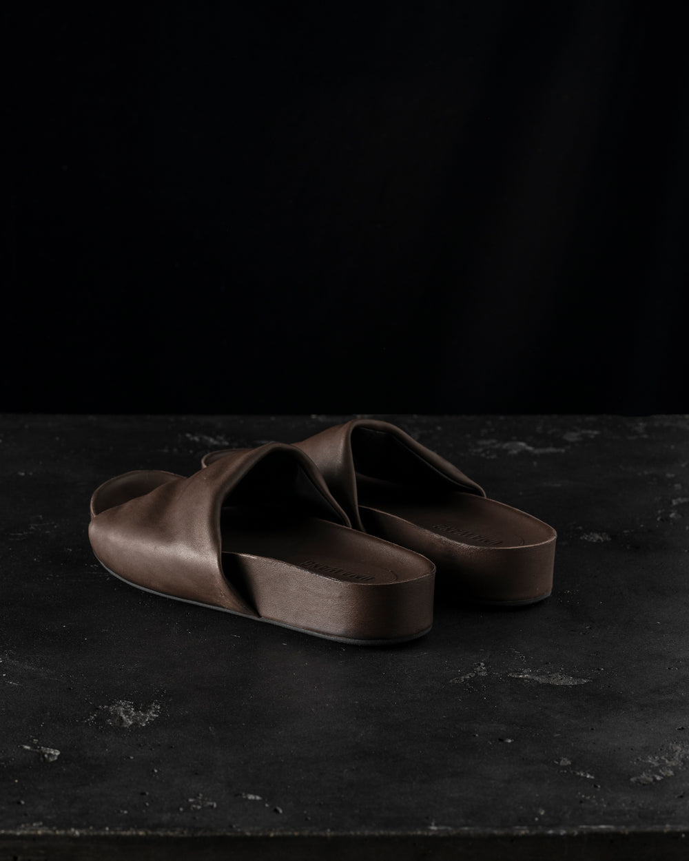 Men Leather S Slide Brown