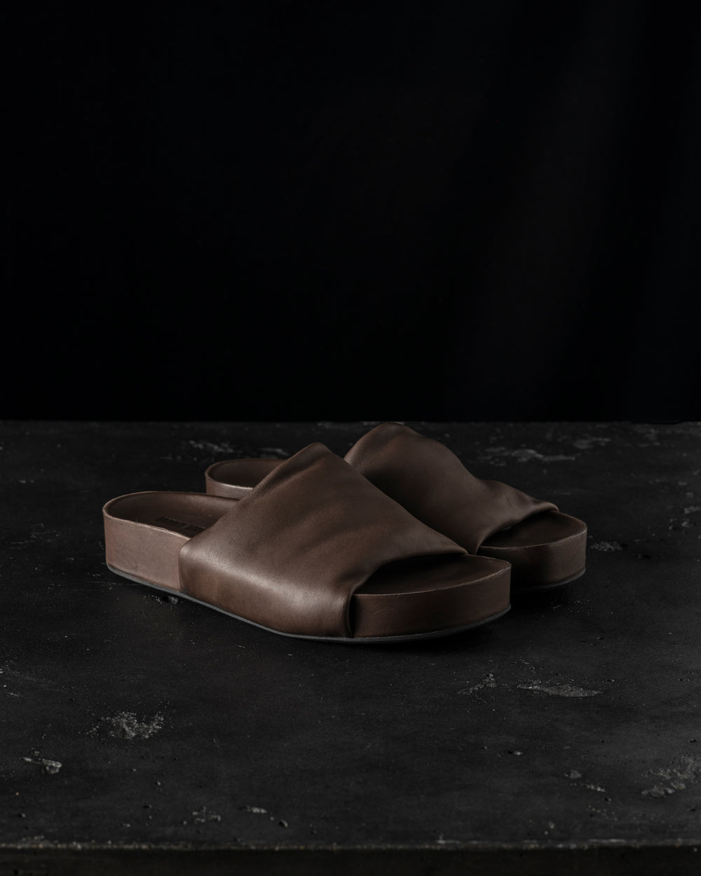 Men Leather S Slide Brown