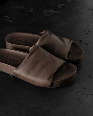Men Leather S Slide Brown