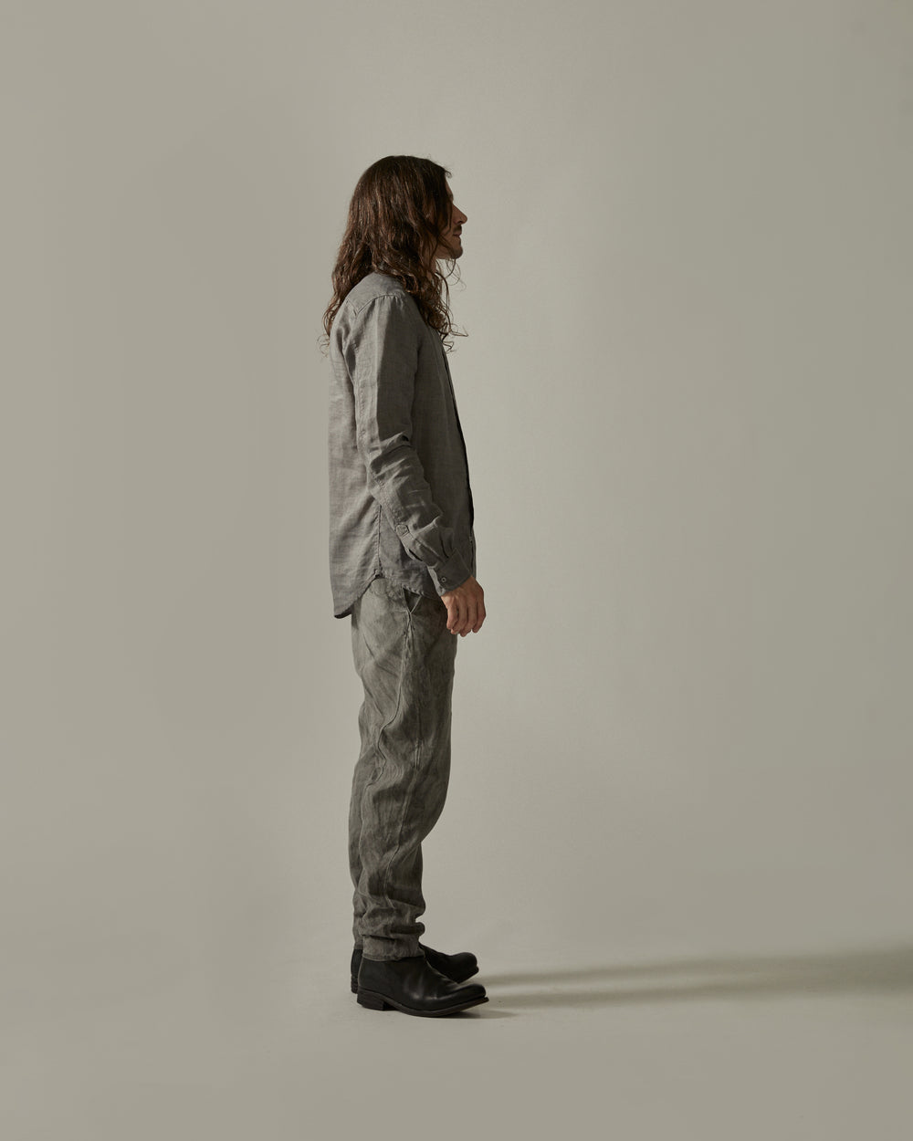 Back Yoke Slim Shirt Grey