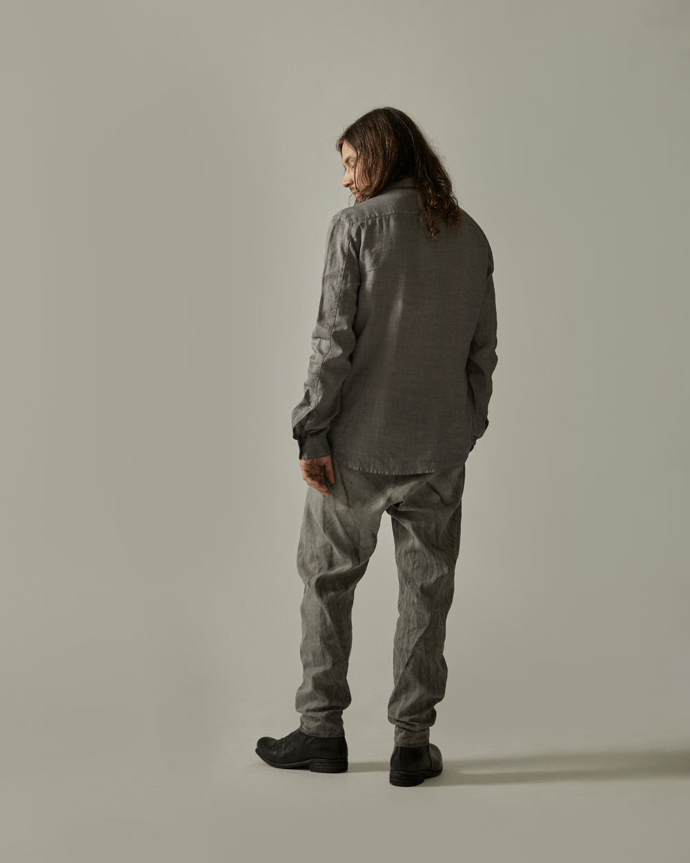 Back Yoke Slim Shirt Grey