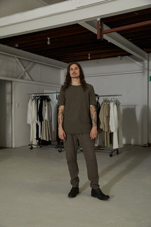 Drop Crotch Pants with Coulisse Brown