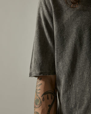Central Back Seam T-Shirt SS Hand Dyed Grey