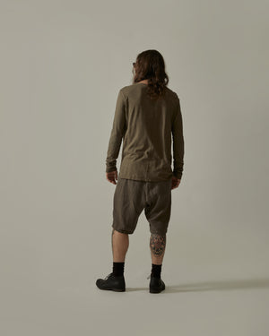 Central Back Seam T Shirt LS Brown