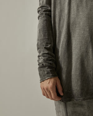 Central Back Seam T Shirt LS Hand Dyed Grey