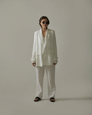 Slim Linen Pants White