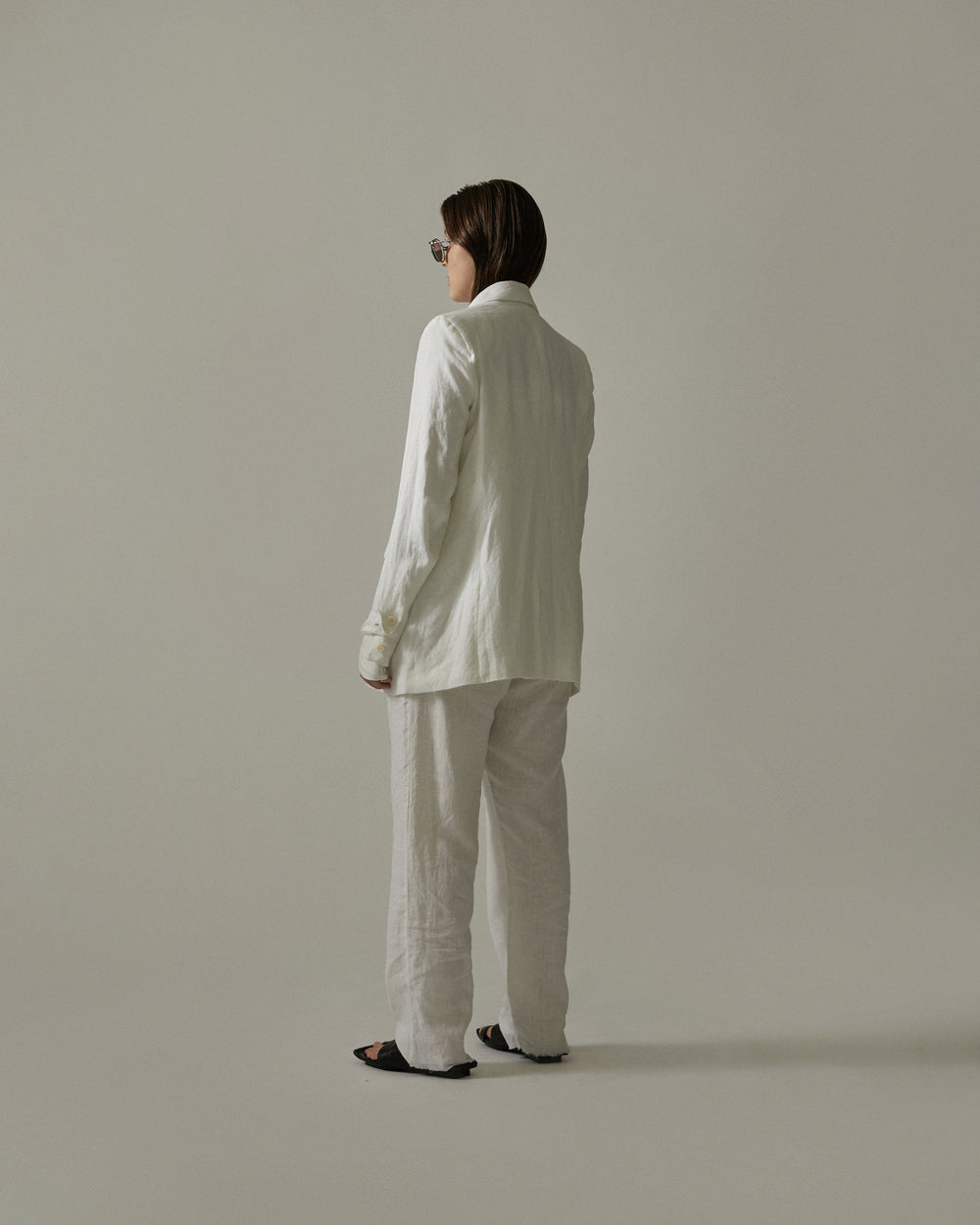 Slim Linen Pants White