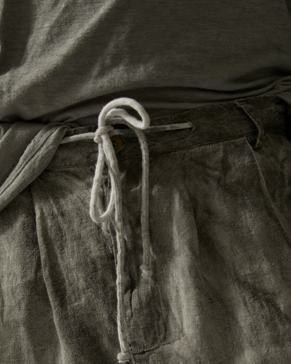 Drop Crotch Pants with Coulisse Hand Dyed Grey