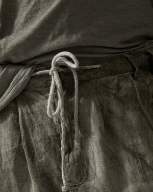 Drop Crotch Pants with Coulisse Hand Dyed Grey