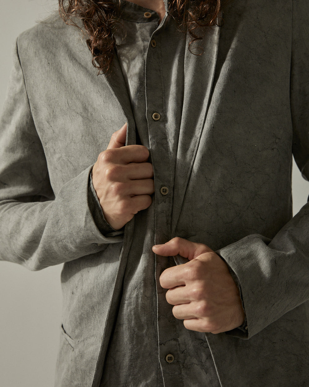 Half Lined Blazer Hand Dyed Grey