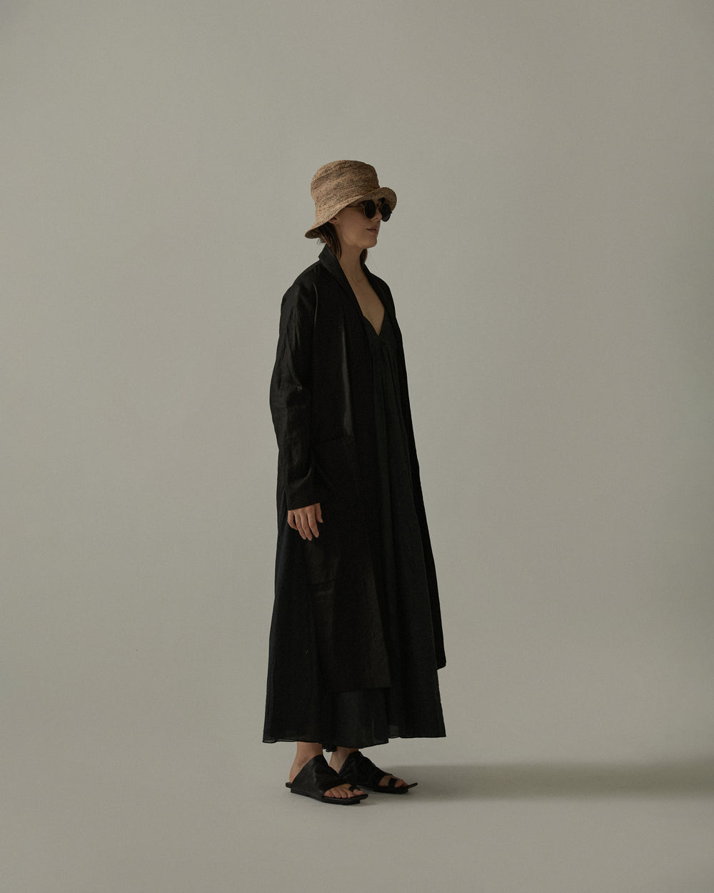 Kimono Coat Linen Black