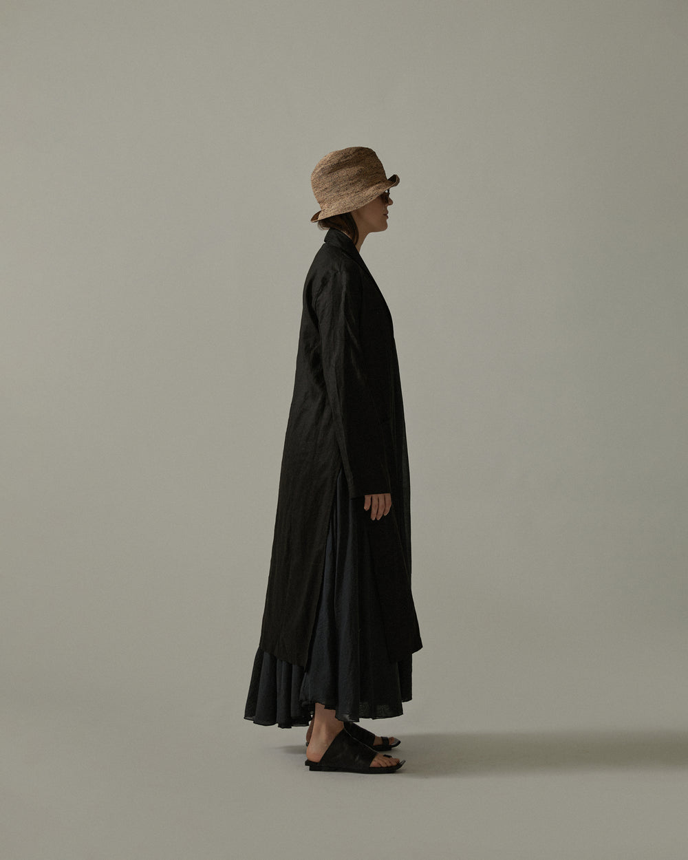 Kimono Coat Linen Black