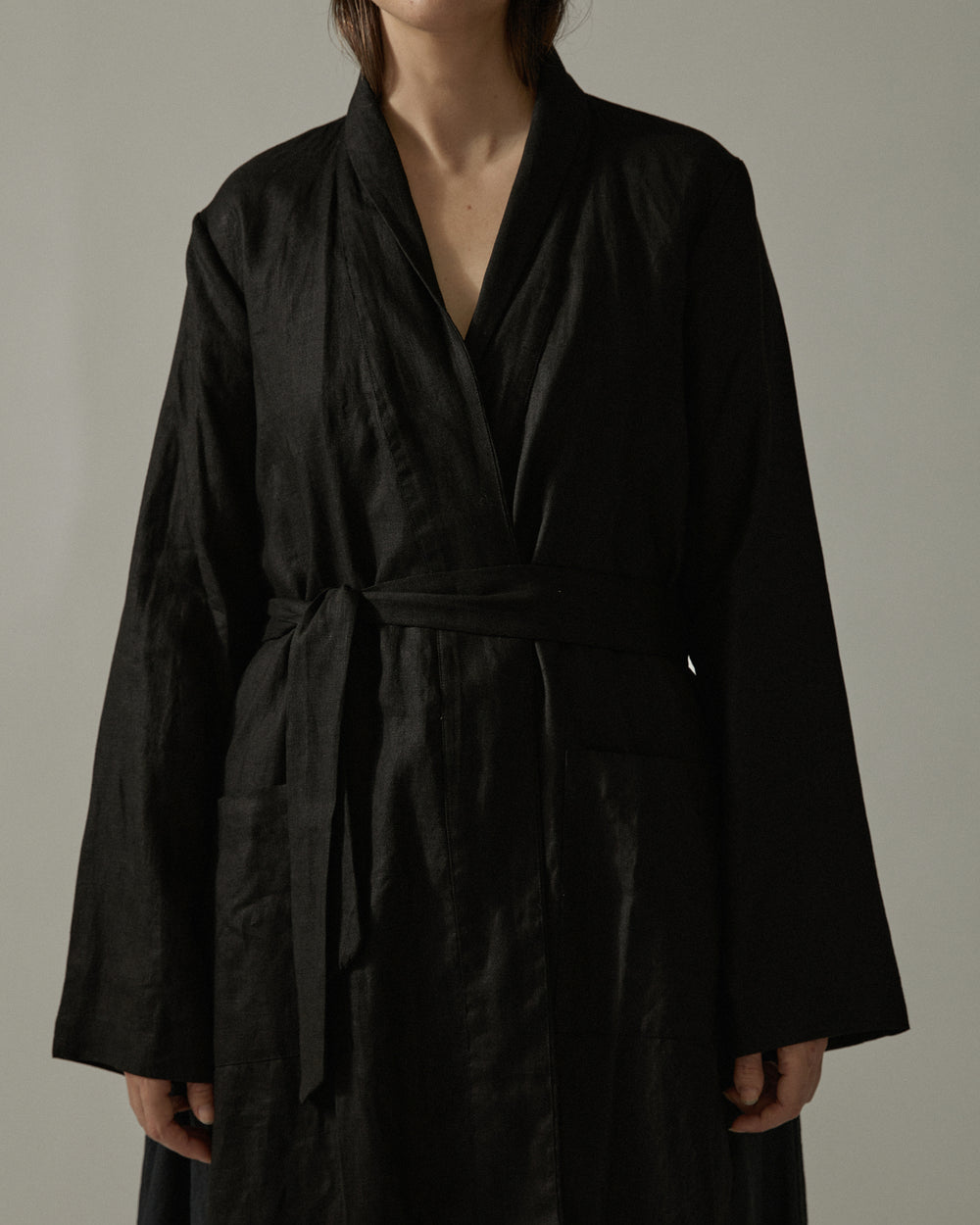 Kimono Coat Linen Black