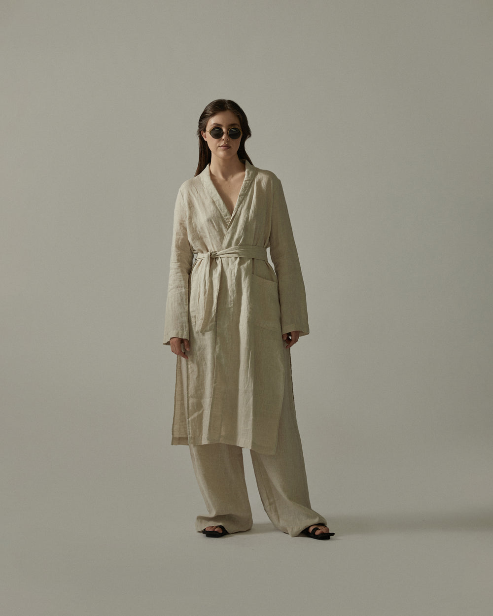 Kimono Coat Linen Natural