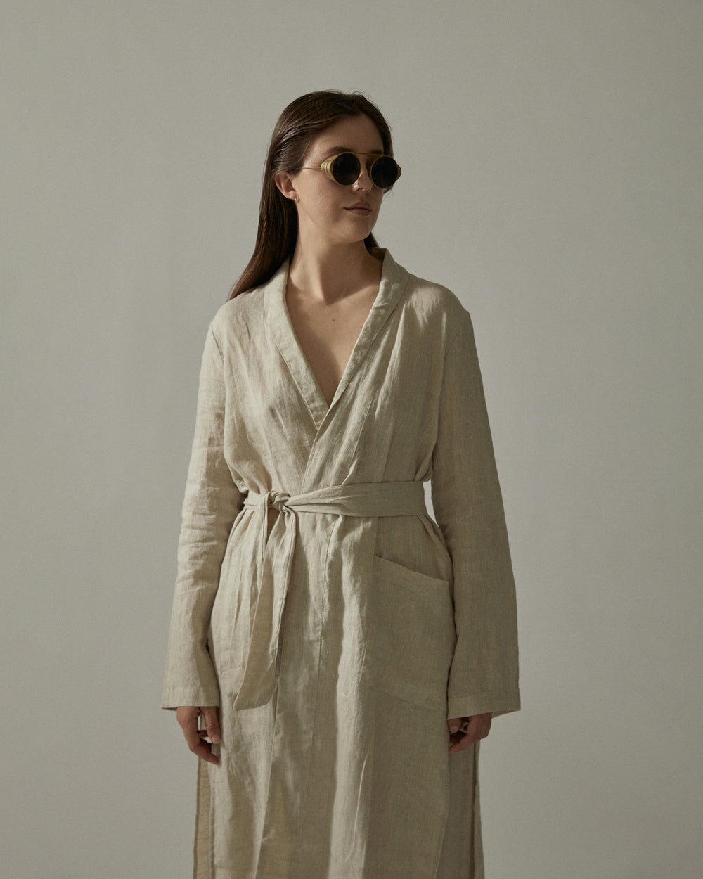 Kimono Coat Linen Natural