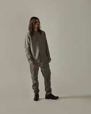 Korean Neck Shirt Without Cuffs Grey