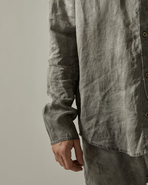 Korean Neck Shirt Without Cuffs Hand Dyed Grey