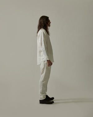 Korean Neck Shirt Without Cuffs White