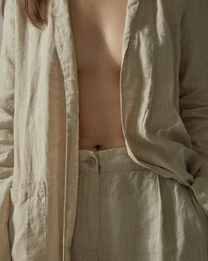 Pleated Linen Pants Natural