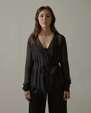 Sheer Wrapped Shirt Black