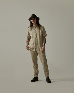 Short Sleeve Korean Neck Shirt Raw Edge Sand