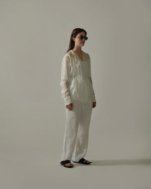 Slim Linen Pants White