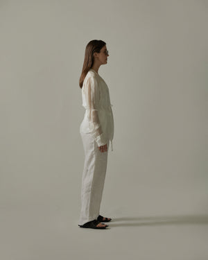 Slim Linen Pants White