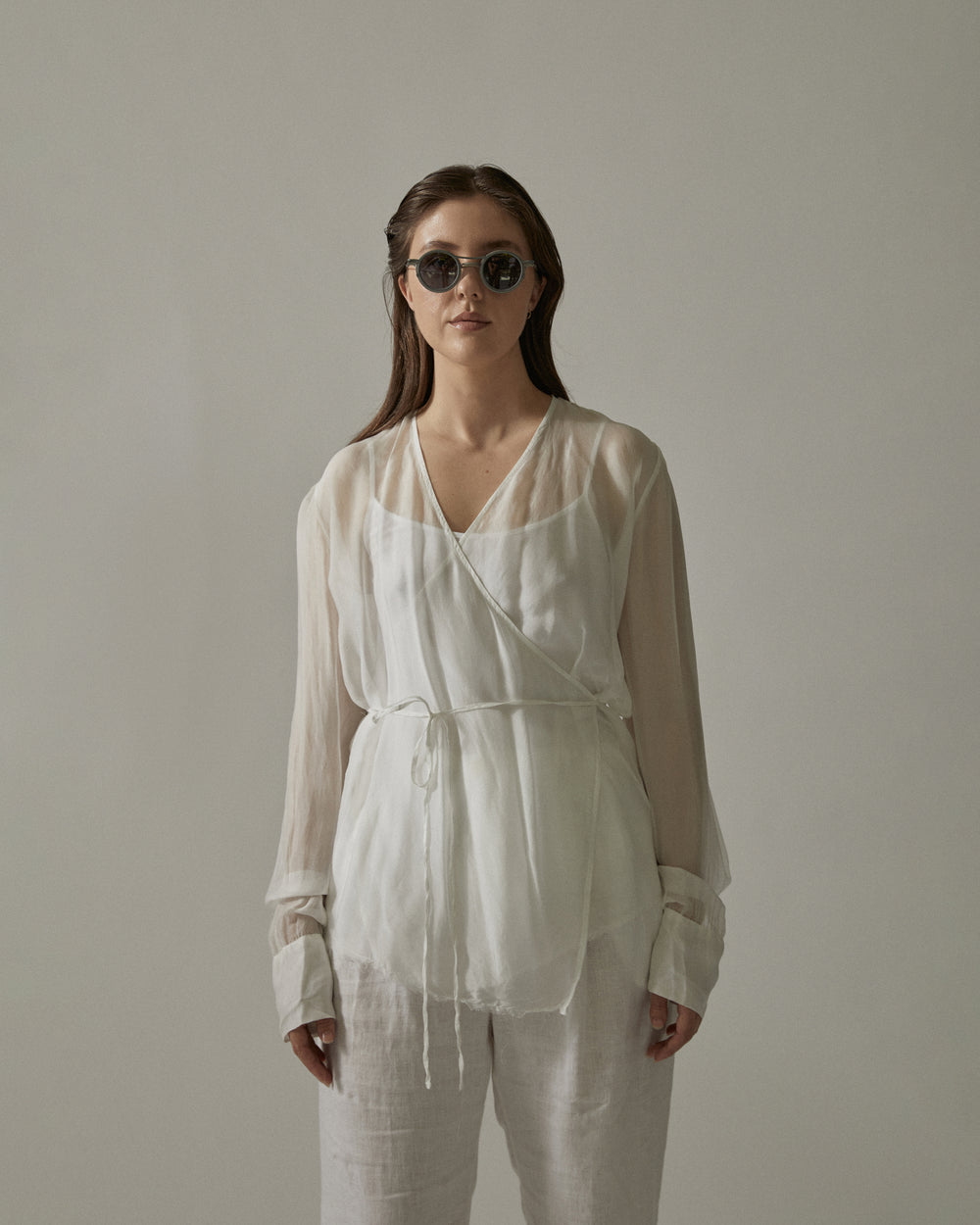 Sheer Wrapped Shirt White